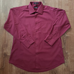 MILANI	Long Sleeve	Men Shirt Burgandy 16  32/33